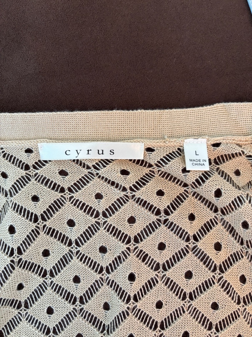 Cyrus Beige Open-Knit Short Sleeve Cardigan - Picture 2 of 5